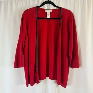 Anna Maxwell Sweater/ cardigan Woman's 20 W
Red Black & White Trim 3/4 Sleeve